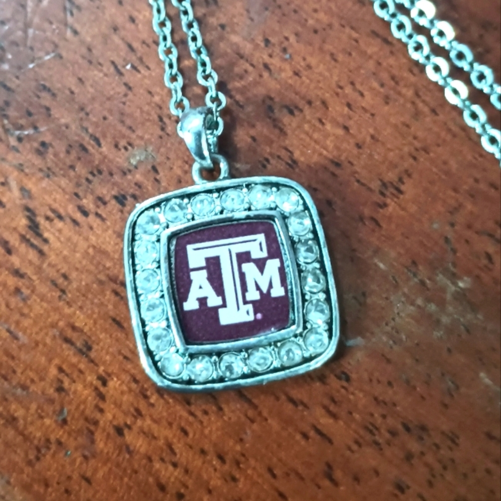Texas A&M bling silver necklace!!